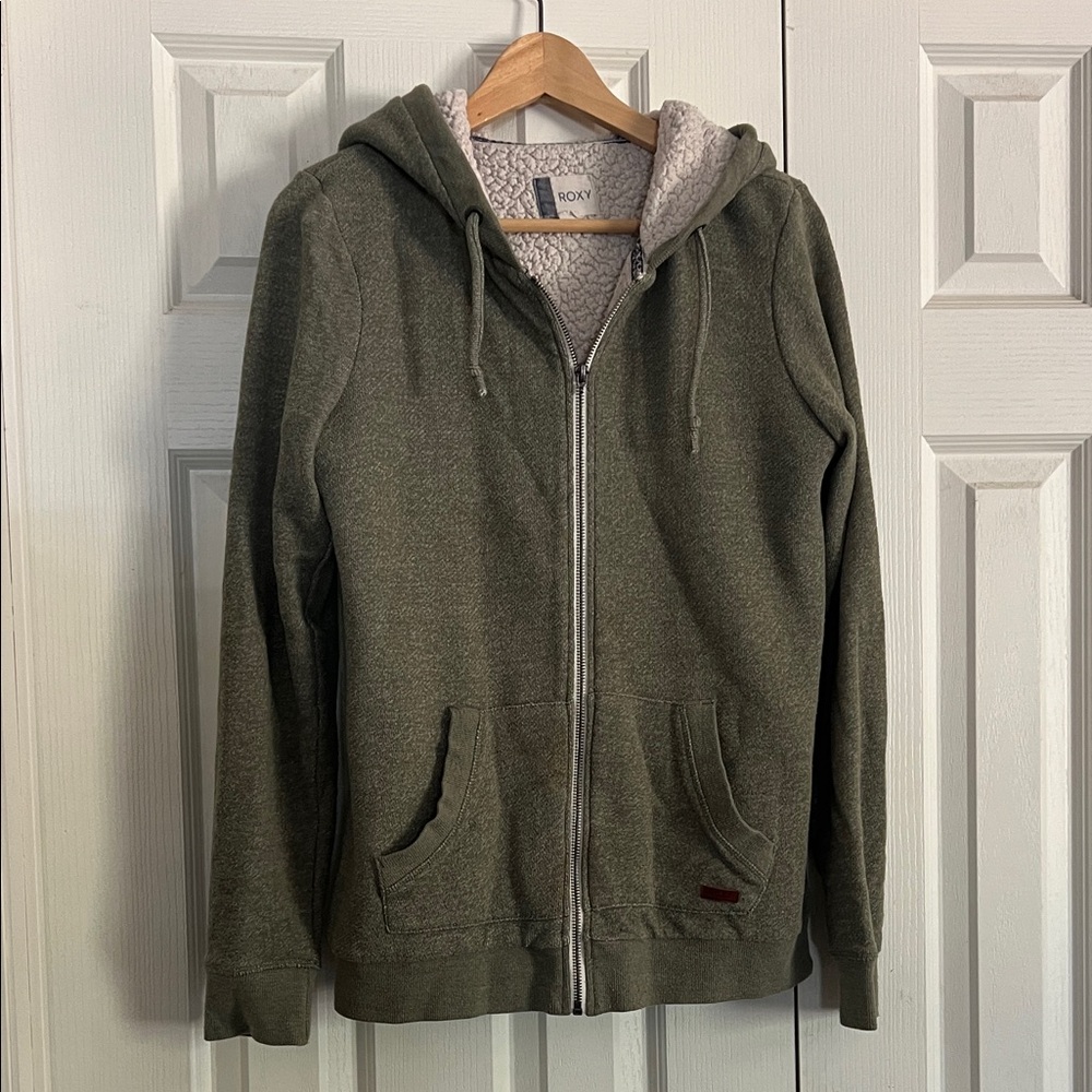 Roxy Forest Green Zip-Up Sweater